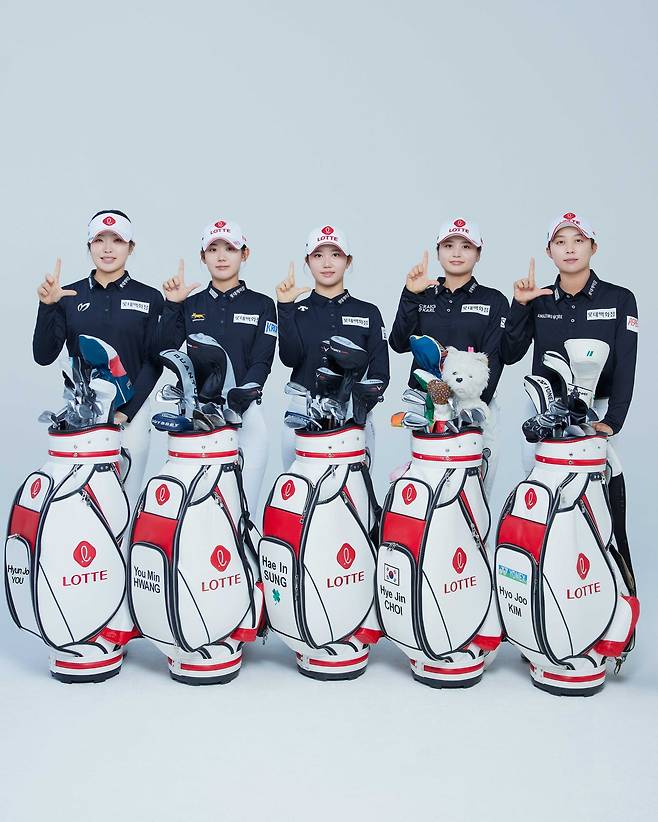롯데 골프단 소속 유현조, 황유민, 성해인, 최혜진, 김효주(왼쪽부터). (대홍기획 제공)