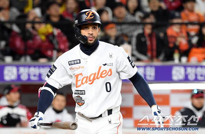 30일 대전 한화생명볼파크에서 열린 한국시리즈 4차전 한화 이글스와 LG 트윈스의 경기. 한화 리베라토가 삼진을 당하고 있다. 대전=박재만 기자 pjm@sportschosun.com/2025.10.30/