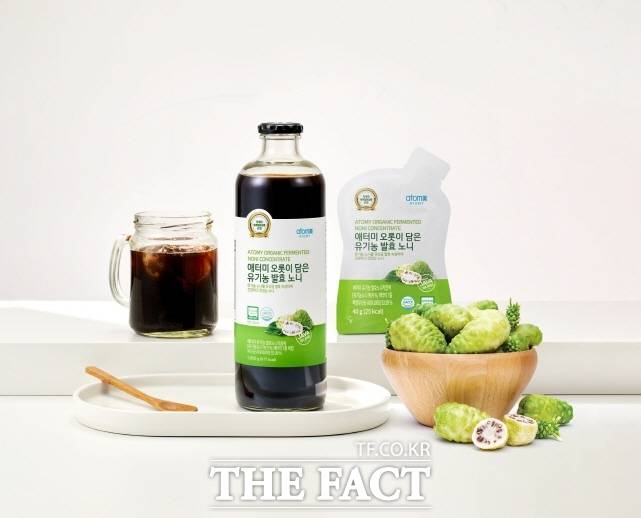 건강식품 '애터미 오롯이 담은 유기농 발효 노니' 홍보 이미지. /애터미