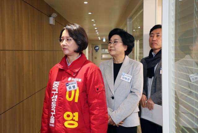 2024년 2월 국회의원 총선거를 앞두고 국민의힘 서울 중성동을 후보로 지원한 예비후보자 이영 전 중소벤처기업부 장관, 이혜훈 전 의원, 하태경 의원이 공천심사를 받기 위해 면접장으로 들어가고 있다. 고영권 기자