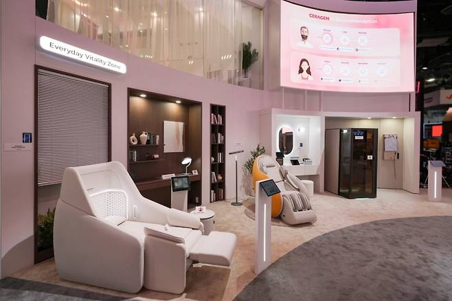 CES 2026서 세라젬이 전시한 '청장년층의 일상속 건강관리와 회복을 돕는 활력공간'./제공=세라젬