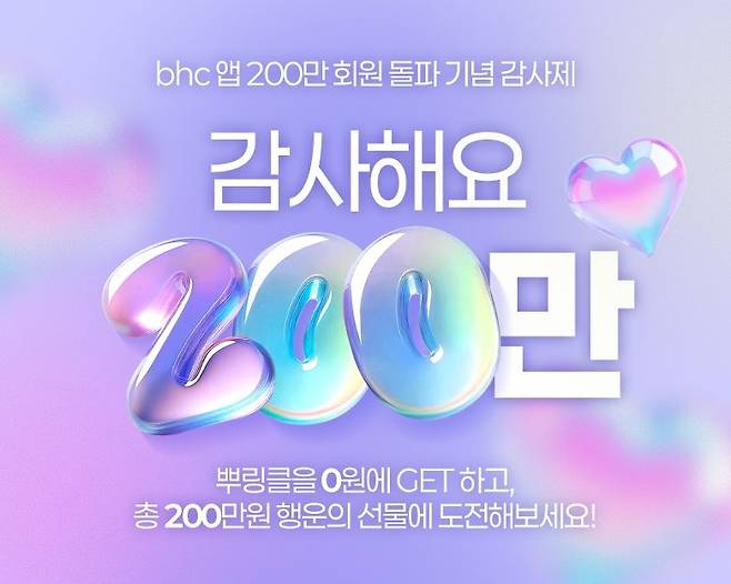 bhc, 앱 가입자 200만 돌파 기념 감사 프로모션. 다이닝브랜즈그룹 제공