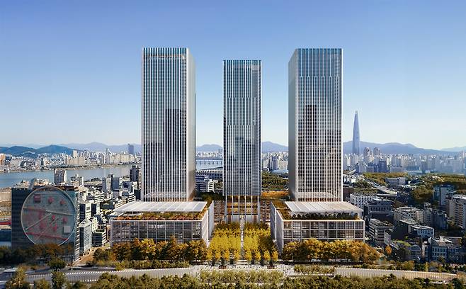 현대자동차그룹이 삼성동 옛 한전부지에 짓는 통합 신사옥 글로벌비즈니스콤플렉스(GBC) 조감도 <서울시>