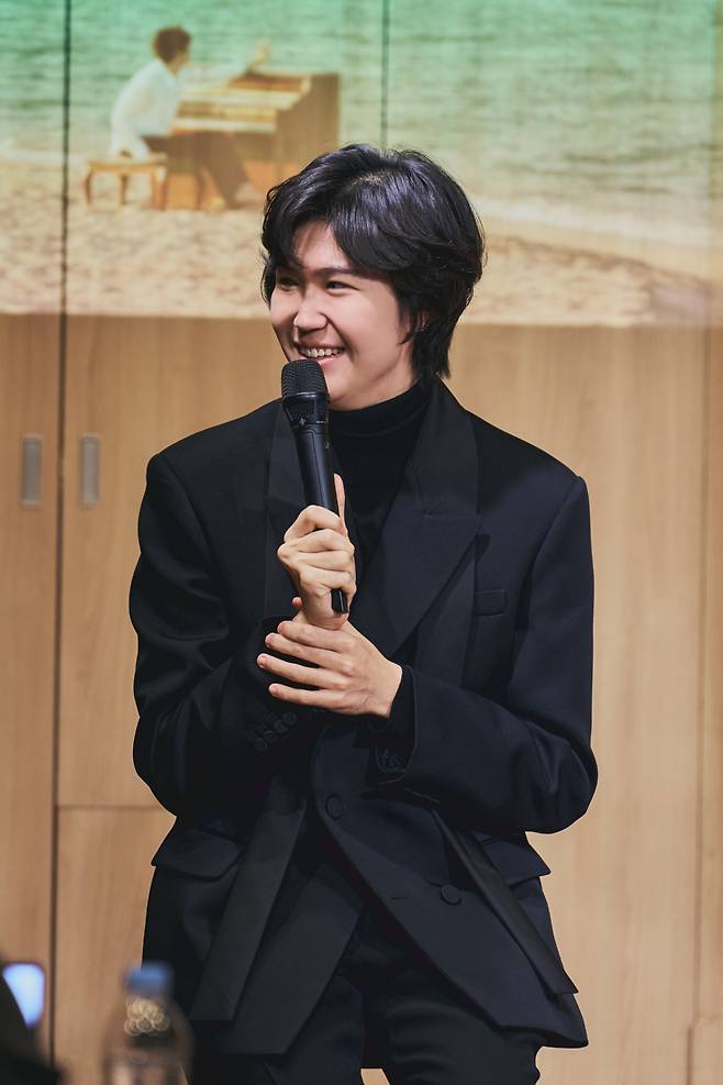 Pianist Kim Song-hyeon participates in a press conference on Tuesday in Seoul. (Music&Art Company)