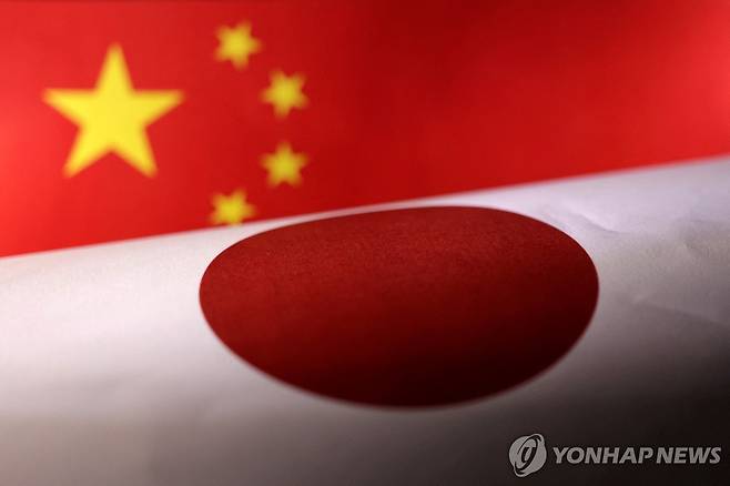 중국과 일본 국기(일러스트) [로이터 연합뉴스 자료사진 재판매 및 DB 금지]