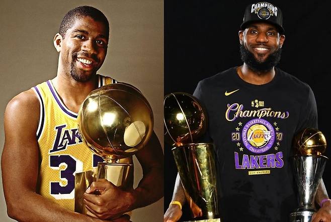 (왼쪽부터) 매직 존슨, 르브론 제임스