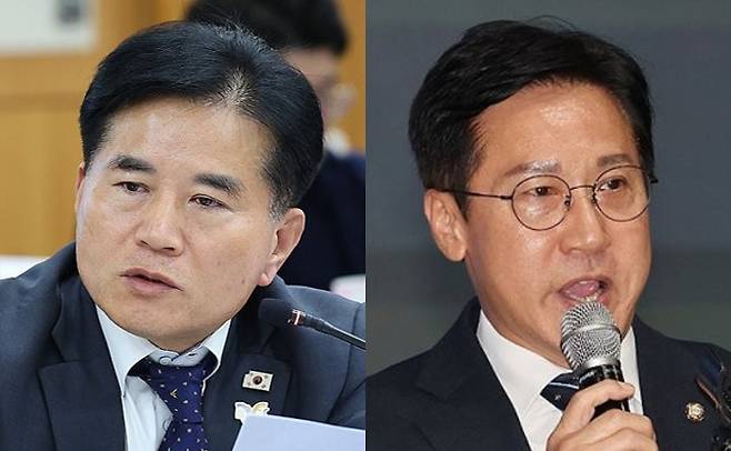 왼쪽부터 이병진·신영대 더불어민주당 의원. 각각 공직선거법 위반 혐의로 기소된 두 사람은 8일자로 대법원 확정판결에 의해 당선무효형이 확정돼 의원직을 상실했다. [사진=연합뉴스]