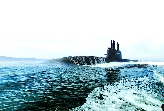 A Jangbogo III Batch-II submarine built by Hanwha Ocean. [HANWHA OCEAN]