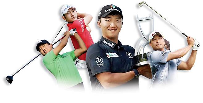 왕정훈·이수민·김홍택·황도연(왼쪽부터). 게티이미지코리아·KPGA 제공