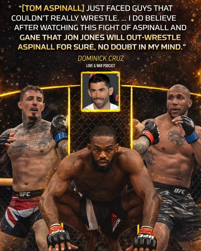 크루즈는 “존스는 정말 위험한 레슬러이며 타격 능력, 신체 길이, 리치까지 더하고 있다. 심지어 그레코로만형 레슬링도 굉장히 강하다. 자신의 거리와 리치, 언더훅을 활용해 아스피날의 콤비네이션을 차단할 수 있다면 그건 큰 문제가 될 것이다”라고 말했다. 사진=MMA 파이팅 SNS