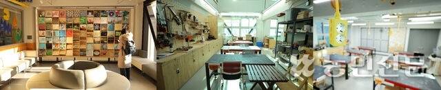 1층 : 다채로운 작품이 전시된 휴게공간이 자리한다. 목공과 도예 수업을 진행하는 공간도 있다. 성남=김원철 프리랜서 기자