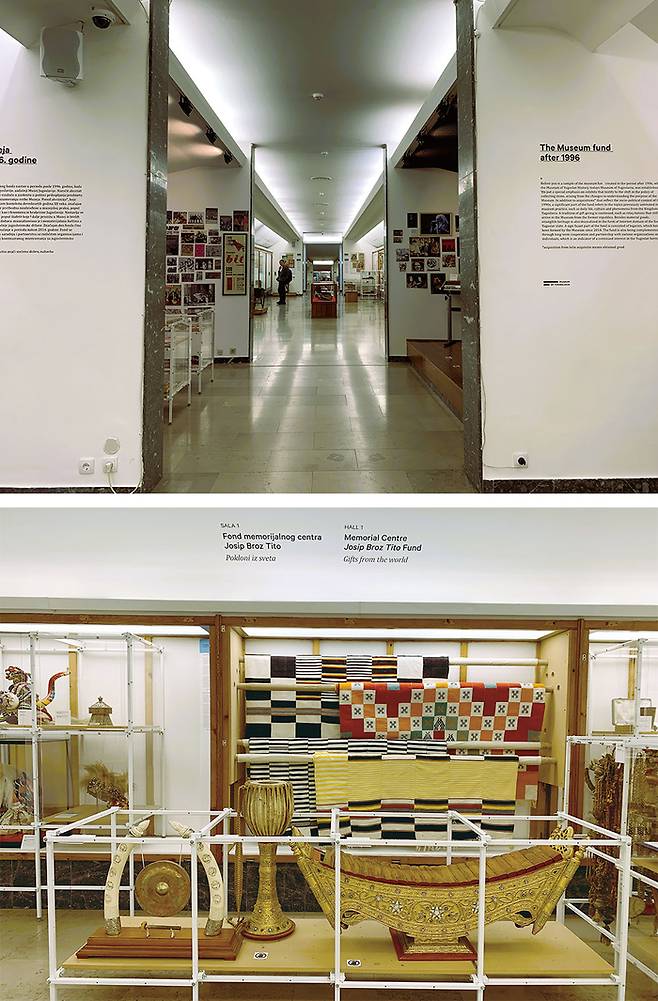 (위)유고슬라비아의 역사와 문화를 보여주는 박물관 내부 전시공간 (아래)사진과 역사 문서, 무기, 보물 등 약 20만 점이 넘는 유물이 전시되어 있다.