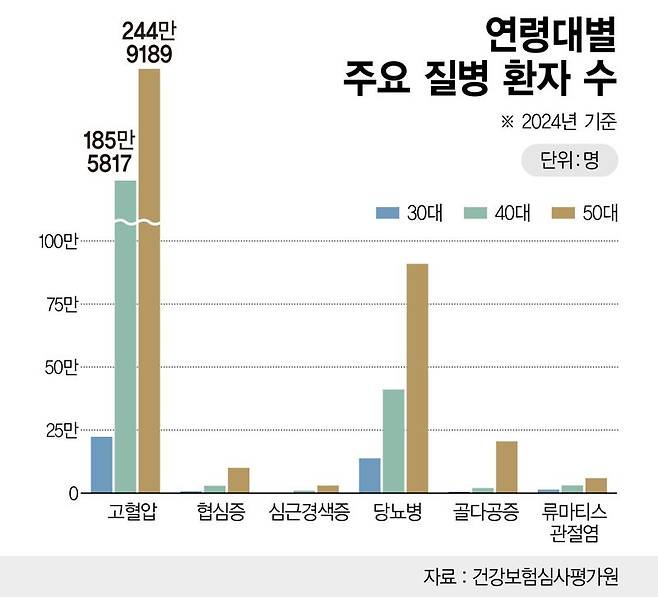 연령대별 주요 질병 /그래픽=정기현 기자