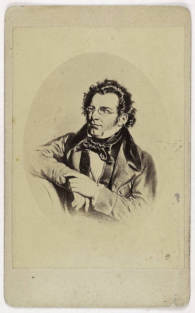 오스트리아 작곡가 프란츠 슈베르트(1797~1828)의 초상. 19세기 후반 제작된 사진 판화. 위키미디어 코먼스