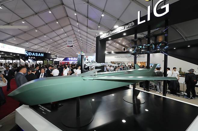 국산 장거리 공대지미사일 모형이 전시되어 있다. 세계일보 자료사진