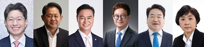 (위쪽 좌측부터 시계 방향으로)권기일 국민의힘 대구시당 부위원장, 배기철 대구행복진흥원 이사장, 서호영 전 대구시의원, 송대호 동구체육회장, 우성진 국민의힘 대구시당 부위원장, 윤석준 대구 동구청장, 양희 정의당 대구시당 동구위원장, 이승천 민주당 대구시당 동구군위을지역위원장, 신효철 대구시당 동구군위갑지역위원장, 차수환 국민의힘 대구시당 부위원장, 정해용 전 대구시 경제부시장, 정장수 전 대구시 경제부시장.