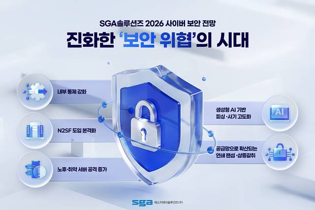SGA솔루션즈가 ‘2026년 사이버 보안 전망’을 발표했다. SGA솔루션즈 제공