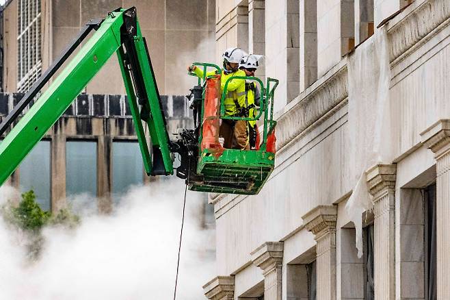 지난해 8월 5일(현지시간) 미국 워싱턴DC에서 미국 연방준비제도(Fed) 건물의 보수 공사가 계속되고 있다. (사진=AFP)