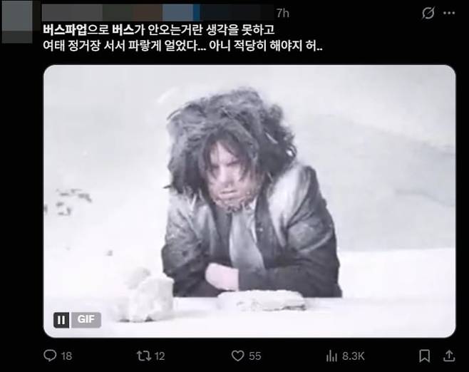 버스 파업으로 불편을 호소한 한 네티즌의 글. /X