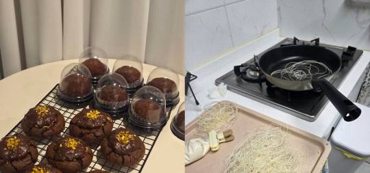 이모(29) 씨가 직접 만든 카다이프 면과 두바이 쫀득 쿠키, 두바이 초코 쿠키. 독자 제공