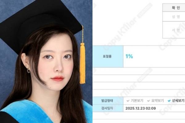 구혜선, 카이스트 석사 조기졸업 공개 인증 표절률 1%