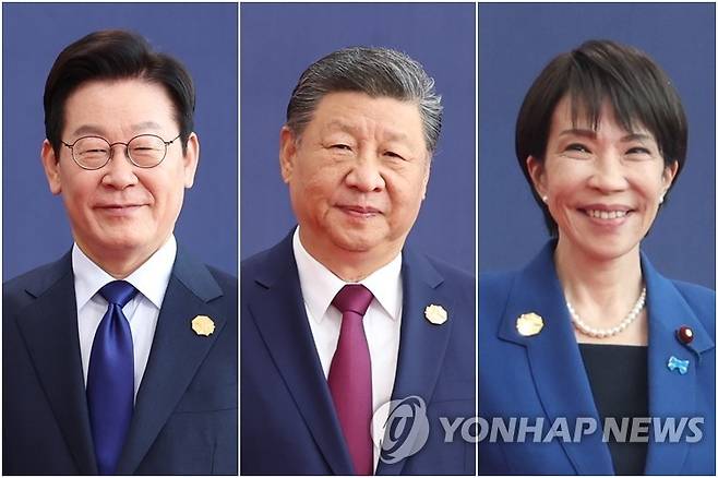 한중일 정상 이재명 대통령(왼쪽부터), 시진핑 중국 국가주석, 다카이치 사나에 일본 총리 [특별취재단 제공] 2025.10.31