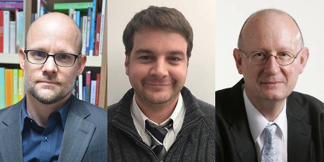 Mason Richey (from left(, a professor of international studies at Hankuk University of Foreign Studies; Benjamin Engel, an assistant professor of Korean studies at Dankook University; and Michael Breen, an author and journalist from the United Kingdom