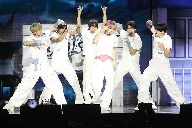 NCT Wish performs at Coex Square in Gangnam District, southern Seoul, on Sept. 2, 2025. [YONHAP]