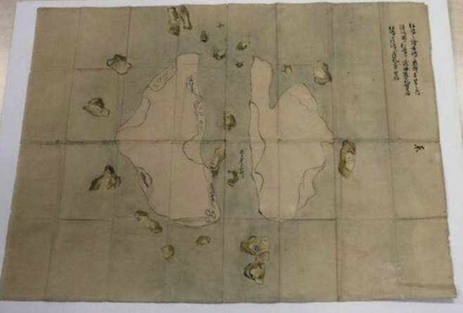 독도(일본이 주장하는 명칭 다케시마)가 그려진 마쓰시마의 지도. 시마네현 제공