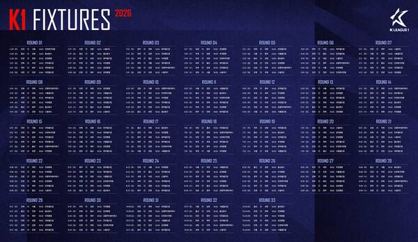 인천-서울, 울산-강원 등 K리그1 대진 확정…2월 28일 킥오프.(자료제공=한국프로축구연맹)