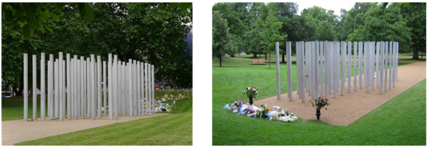 런던 하이드파크의 '7·7 테러 추모비(0707 Memorial)'. 52개의 기둥은 희생자 52명을 상징한다. 영국 사회가 이 사건 이후 주목한 것은 '폭력의 처벌'이 아니라 '폭력 이전의 급진화 경로'였다. 이 추모비는 극단주의를 사후 범죄가 아닌 사전 분석의 대상으로 전환한 영국식 문제의식을 상징한다.