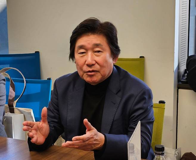 이상훈 에이비엘바이오 대표가 14일(현지 시각) 미국 샌프란시스코에서 열린 JP모건 헬스케어 콘퍼런스 현장에서 인터뷰하고 있다. /허지윤 기자