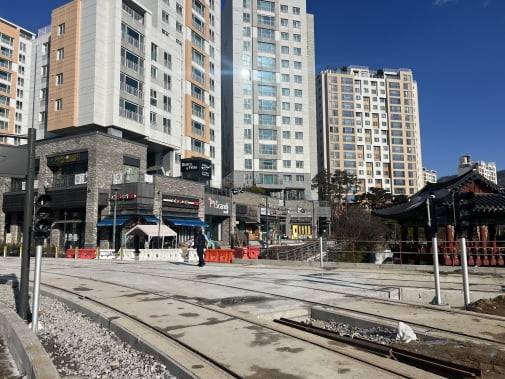 경기 성남 수정구 창곡동 위례선 트램 본선과 지선의 분기점. 사진=손주형 기자