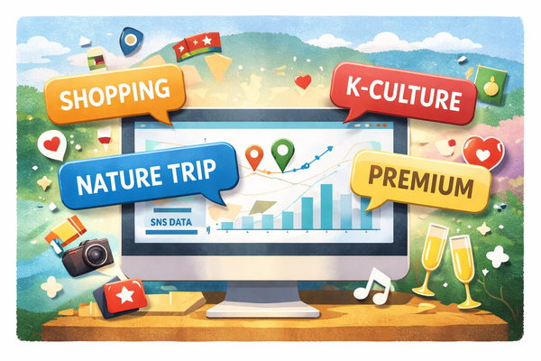 한국관광공사가 방한 주요 22개국·지역의 글로벌 SNS 데이터를 분석했다 / AI 생성 이미지
