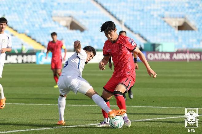 [서울=뉴시스] 한국 23세 이하(U-23) 대표팀의 강성진. (사진=대한축구협회 제공) *재판매 및 DB 금지