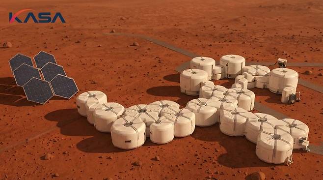 화성 우주인 거주지 양식 중 하나로 검토되고 있는 모듈러 방식의 거주지 상상도. (사진=우주항공청) *재판매 및 DB 금지