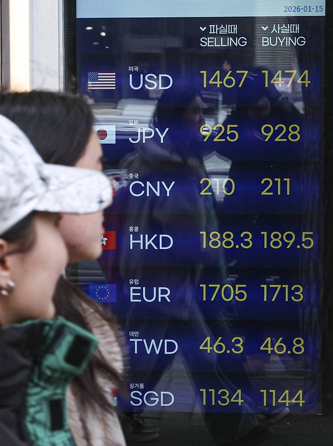 원·달러 환율이 1,500원 선에 근접한 가운데 15일 오후 서울 명동 시내 환전소에 환율이 표시돼 있다. 사진=한국경제신문