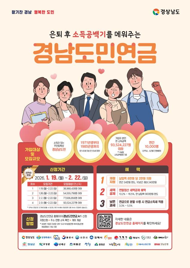 ‘경남도민연금’ 가입자 모집 포스터 [경남도 제공]