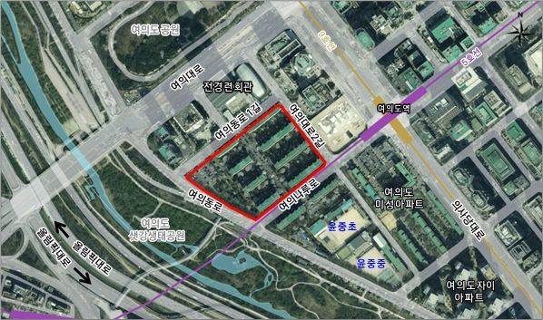 여의도 광장아파트 28 재건축 정비사업 위치도. 영등포구 제공.