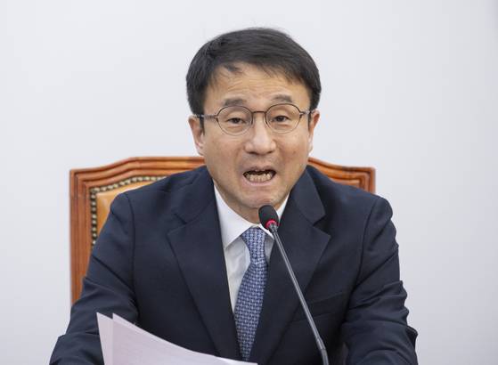 한병도 더불어민주당 원내대표가 오늘(20일) 원내대책회의에서 발언하고 있습니다. [사진출처=연합뉴스]