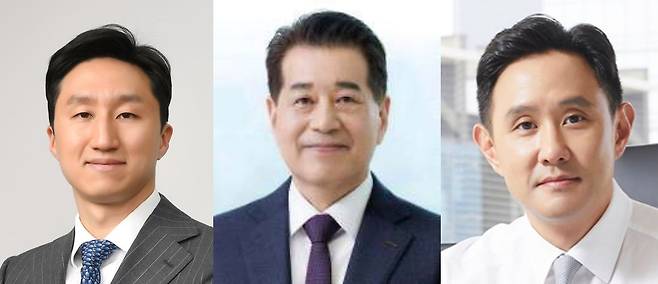 올해 다보스포럼에 참석하는 정기선 HD현대 회장(좌), 장인화 포스코그룹 회장(가운데), 최윤범 고려아연 회장(우). 사진 각 사