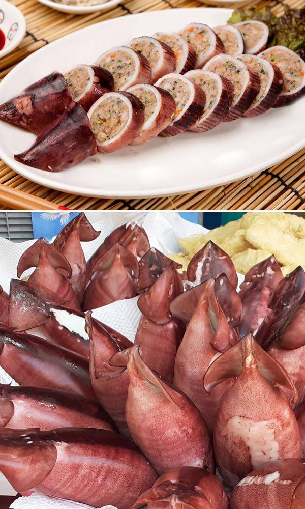 오징어에 채소 등을 넣어 찐 오징어순대. 속초시청 제공