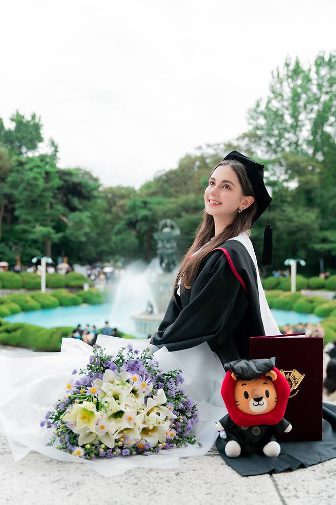 Ellada Charatsidou poses for a graduation photo at Kyung Hee University. [CHARATSIDOU ELLADA]