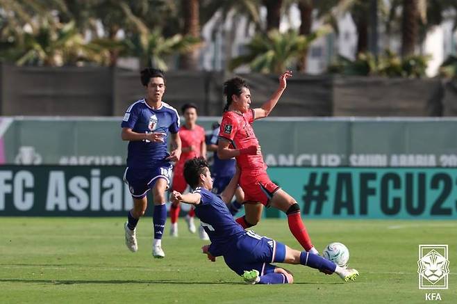 [서울=뉴시스] 한국 23세 이하(U-23) 축구대표팀의 백가온. (사진=대한축구협회 제공)