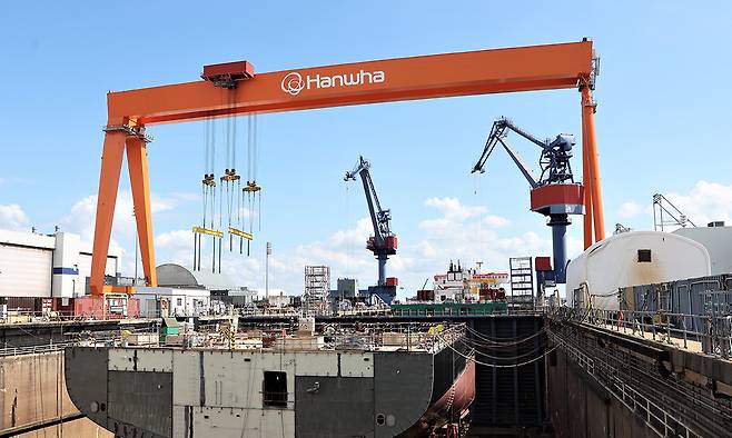 미국 펜실베이니아주 필라델피아의 한화필리조선소 모습.&nbsp;한화오션 제공