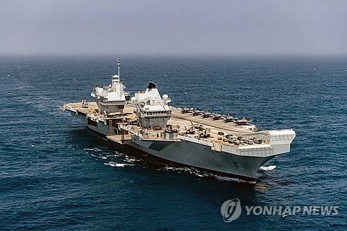 영국 HMS 프린스 오브 웨일스 항공모함  [EPA 연합뉴스 자료사진. 영국 국방부 제공. 재판매 및 DB 금지]