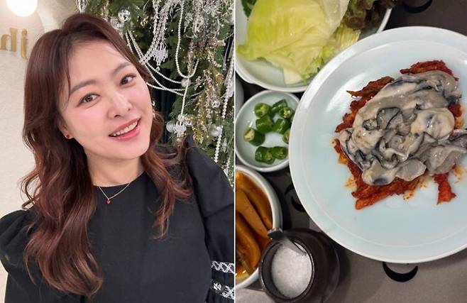 심진화가 제철을 맞은 굴 요리를 먹는 모습을 인증했다. 사진=심진화 소셜미디어