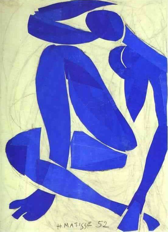앙리 마티스 (Henri Matisse), '푸른 누드 Ⅳ' (Nu bleu IV). 1952년. 종이 오려붙이기 컷-아웃 기법. 세로 103 x 가로 74cm. 프랑스 니스 마티스 미술관 소장.