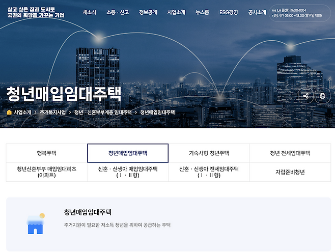 청년 주거정책의 일환인 청년 매입임대주택 제도.