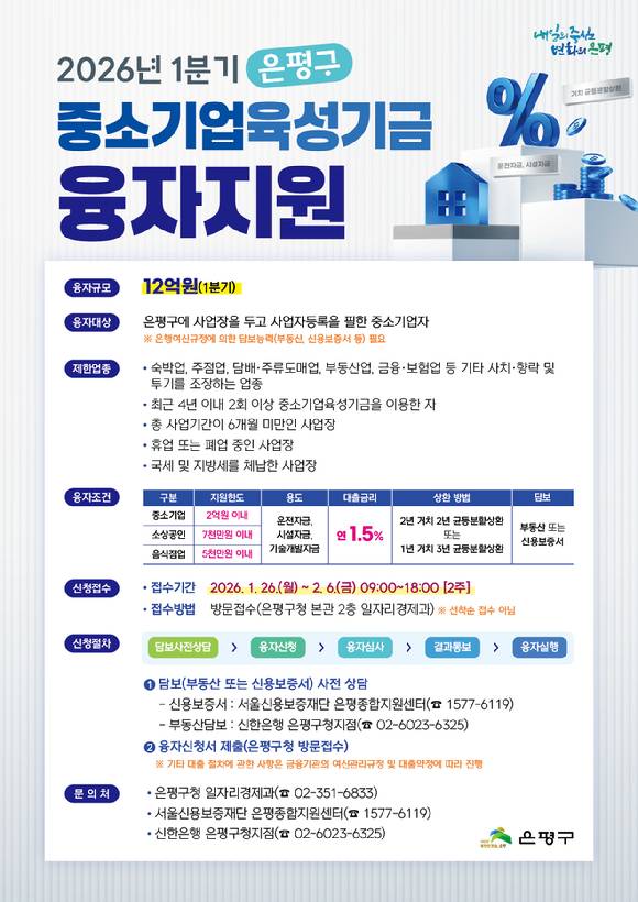 은평구 중소기업 육성기금 융자지원 포스터. [사진=은평구]